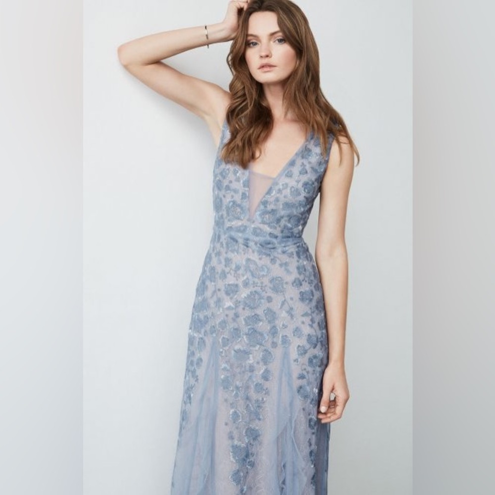 NWT BCBG MAXAZRIA Elina Blue Floral Lace Gown size 0 orig. $498